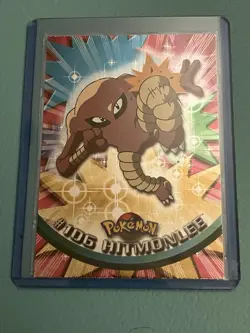 2000 Topps Pokemon Card Hitmonlee #106 TV Animation Edition Series 2 Blue Logo - Image 1