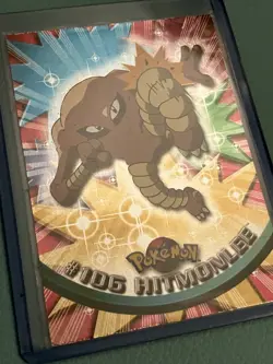 2000 Topps Pokemon Card Hitmonlee #106 TV Animation Edition Series 2 Blue Logo - Image 2