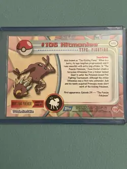 2000 Topps Pokemon Card Hitmonlee #106 TV Animation Edition Series 2 Blue Logo - Image 3