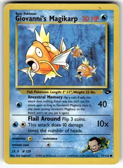 Giovanni's Magikarp 073/132 Gym Challenge LP Pokemon Card TCG - Image 1