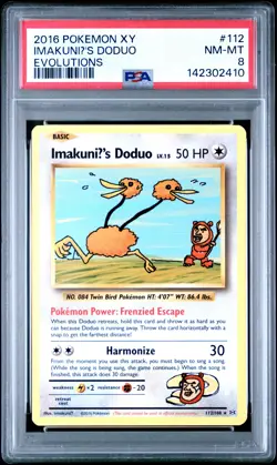 2016 POKEMON XY EVOLUTIONS #112 IMAKUNIU'S DODUO PSA 8 - Image 1