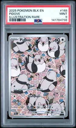 2025 POKEMON BLK EN-BLACK BOLT ILLUSTRATION RARE #148 PIDOVE PSA 9 - Image 1