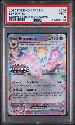 2025 POKEMON PRE EN-PRISMATIC EVOLUTIONS SURPRISE BOX EXCLUSIVE ESPEON EX PSA 9 - Image 1