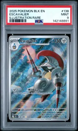 2025 POKEMON BLK EN-BLACK BOLT ILLUSTRATION RARE #138 ESCAVALIER PSA 9 - Image 1