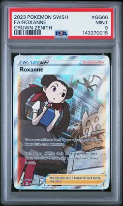 2023 POKEMON SWORD & SHIELD CROWN ZENITH #GG66 FULL ART/ROXANNE PSA 9 - Image 1