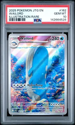 2025 POKEMON JTG EN-JOURNEY TOGETHER ILLUSTRATION RARE #162 WAILORD PSA 10 - Image 1