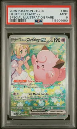 2025 POKEMON JTG SPECIAL ILLUSTRATION RARE #184 LILLIE'S CLEFAIRY EX PSA 9 - Image 1