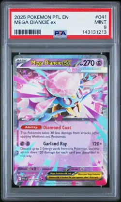2025 POKEMON PFL EN-PHANTASMAL FLAMES #041 MEGA DIANCIE EX PSA 9 - Image 1