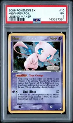 2006 POKEMON EX LEGEND MAKER #10 MEW-REVERSE FOIL PSA 7 - Image 1