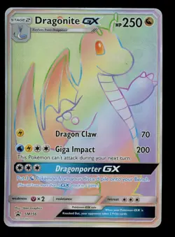 2018 POKEMON S&M DRAGON MAJESTY DRAGONITE GX SM156 FULL ART BLACK STAR PROMO NM - Image 1