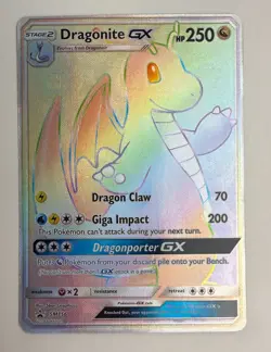 2018 POKEMON S&M DRAGON MAJESTY DRAGONITE GX SM156 FULL ART BLACK STAR PROMO NM - Image 3