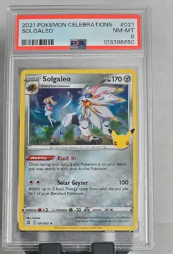 Solgaleo 21/25 Rare Holo PSA 8 Pokemon Celebrations 25th 2021 - Image 3