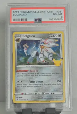 Solgaleo 21/25 Rare Holo PSA 8 Pokemon Celebrations 25th 2021 - Image 4