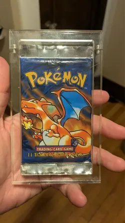 Pokemon Shadowless Base Set Booster Pack Charizard Art Sealed Long Crimp - Image 1