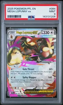 2025 POKEMON PFL EN-PHANTASMAL FLAMES #084 MEGA LOPUNNY EX PSA 9 - Image 1
