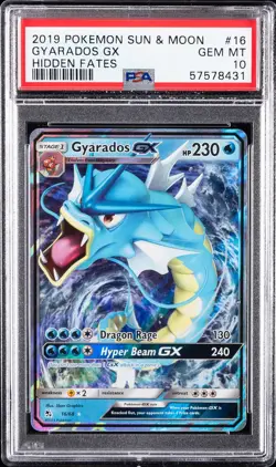 2019 POKEMON SUN & MOON HIDDEN FATES #16 GYARADOS GX PSA 10 - Image 1