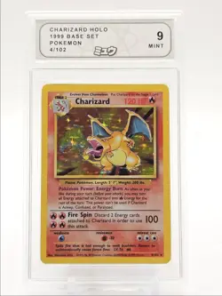 CHARIZARD 1999 POKEMON BASE SET HOLO RARE 4/102 AS 9 Q4596 - Image 1