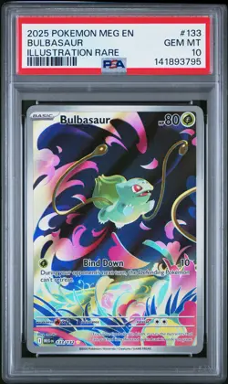 2025 POKEMON MEG EN-MEGA EVOLUTION ILLUSTRATION RARE #133 BULBASAUR PSA 10 - Image 1