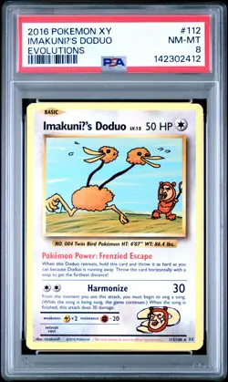 2016 POKEMON XY EVOLUTIONS #112 IMAKUNIU'S DODUO PSA 8 - Image 1