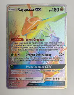 2018 POKEMON S&M CELESTIAL STORM RAYQUAZA GX 177/168 FA RAINBOW SECRET RARE LP+ - Image 3