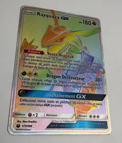 2018 POKEMON S&M CELESTIAL STORM RAYQUAZA GX 177/168 FA RAINBOW SECRET RARE LP+ - Image 4
