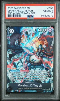 2025 ONE PIECE ENGLISH VERSION 2ND ANNIVERSARY SET #093 MARSHALL D. TEACH PSA 10 - Image 1