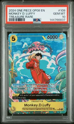 2024 ONE PIECE OP08-TWO LEGENDS TREASURE RARE #109 MONKEY D. LUFFY PSA 10 - Image 1