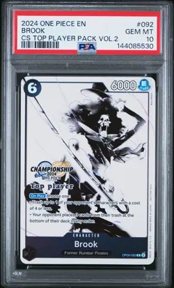 2024 ONE PIECE CHAMPIONSHIP 2024 TOP PLAYER PACK VOL.2 #092 BROOK PSA 10 - Image 1