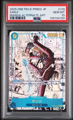 2025 ONE PIECE JAPANESE PRB02-PREMIUM BOOSTER MANGA ALT ART #119 SANJI PSA 10 - Image 1