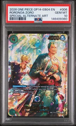 2026 ONE PIECE THE AZURE SEA'S SEVEN SPECIAL ALT ART #006 RORONOA ZORO PSA 10 - Image 1