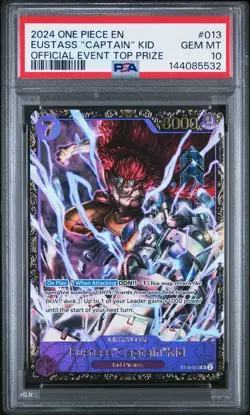 2024 ONE PIECE PROMOS OFFICIAL EVENT TOP PRIZE #013 EUSTASS "CAPTAIN" KID PSA 10 - Image 1