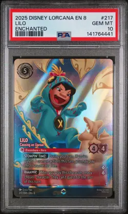 2025 DISNEY LORCANA REIGN OF JAFAR ENCHANTED LILO CAUSING AN UPROAR PSA 10 - Image 1