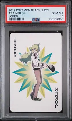 2012 POKEMON BLACK 2 PLAYING CARDS JOKER TRAINER (N) PSA 10 - Image 1