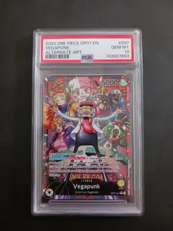 One Piece Card Game TCG Vegapunk OP07-097 Alt Art Leader PSA 10 - Image 1