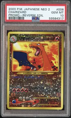 Pokemon TCG Neo 2 Charizard Promo Reverse Foil #006 Japanese 2000 PSA 10 - Image 1
