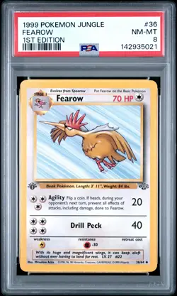 1999 POKEMON JUNGLE 1ST EDITION #36 FEAROW PSA 8 - Image 1