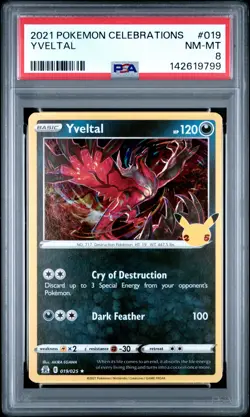 2021 POKEMON CELEBRATIONS #019 YVELTAL PSA 8 - Image 1