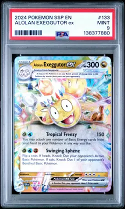 2024 POKEMON SSP EN-SURGING SPARKS #133 ALOLAN EXEGGUTOR EX PSA 9 - Image 1