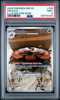 2025 POKEMON DRI EN-DESTINED RIVALS ILLUSTRATION RARE #186 CRUSTLE PSA 9 - Image 1
