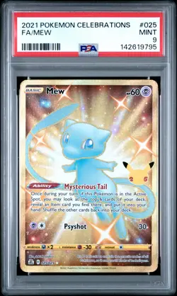 2021 POKEMON CELEBRATIONS #025 FULL ART/MEW PSA 9 - Image 1