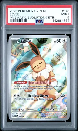 2025 POKEMON SVP EN-SV BLACK STAR PROMO #173 EEVEE PSA 9 - Image 1