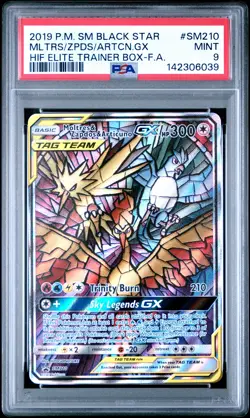 2019 POKEMON SM BLACK STAR PROMO FULL ART/MOLTRES & ZAPDOS & ARTICUNO GX PSA 9 - Image 1