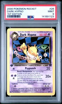 2000 POKEMON ROCKET 1ST EDITION #26 DARK HYPNO PSA 9 - Image 1