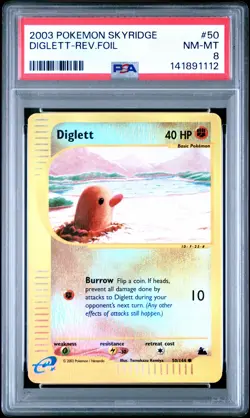 2003 POKEMON SKYRIDGE #50 DIGLETT-REVERSE FOIL PSA 8 - Image 1