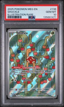 2025 POKEMON MEG EN-MEGA EVOLUTION ILLUSTRATION RARE #136 SHUCKLE PSA 10 - Image 1