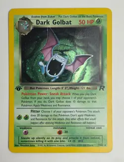 2000 WOTC POKEMON TEAM ROCKET 1ST EDITION DARK GOLBAT 7/82 HOLO RARE LP-M+ - Image 3