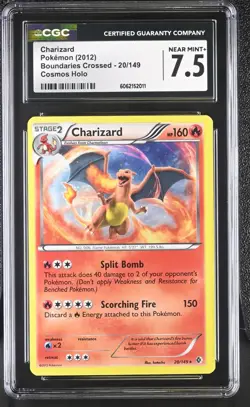 2012 POKEMON B & W BOUNDARIES CROSSED CHARIZARD #20/149 RARE COSMOS HOLO CGC 7.5 - Image 1