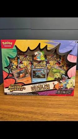 Pokemon Ascended Heroes Pin Collection Box Promo Tepig Totodile Chikorita - Image 1