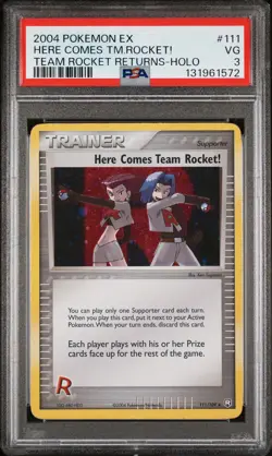 2004 POKEMON EX TEAM ROCKET RETURNS #111 HERE COMES TEAM ROCKET!-HOLO PSA 3 - Image 1