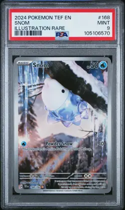 2024 POKEMON TEF EN-TEMPORAL FORCES ILLUSTRATION RARE #168 SNOM PSA 9 - Image 1